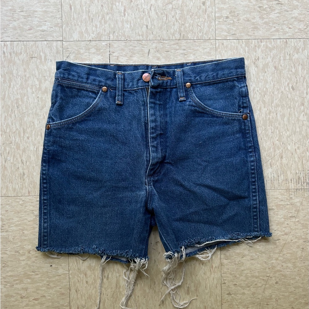 Womans Dark Blue Denim Wrangle Shorts